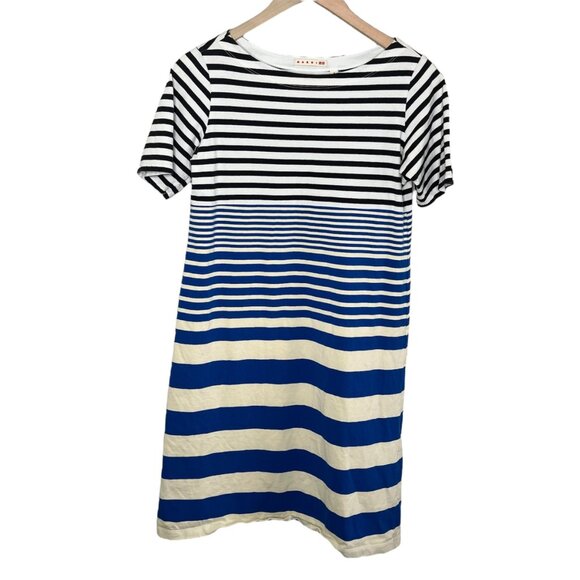 Uniqlo X Marni Womens Blue Black Striped Midi T-Shirt Border Dress Medium - Picture 1 of 10